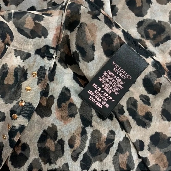 Victoria's Secret Sz XS S Long Leopard Print Sheer Ruffled Robe Jacket Cover-Up - Picture 15 of 16